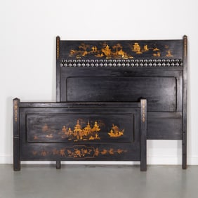 Aesthetic Movement Chinoiserie lacquer bedstead