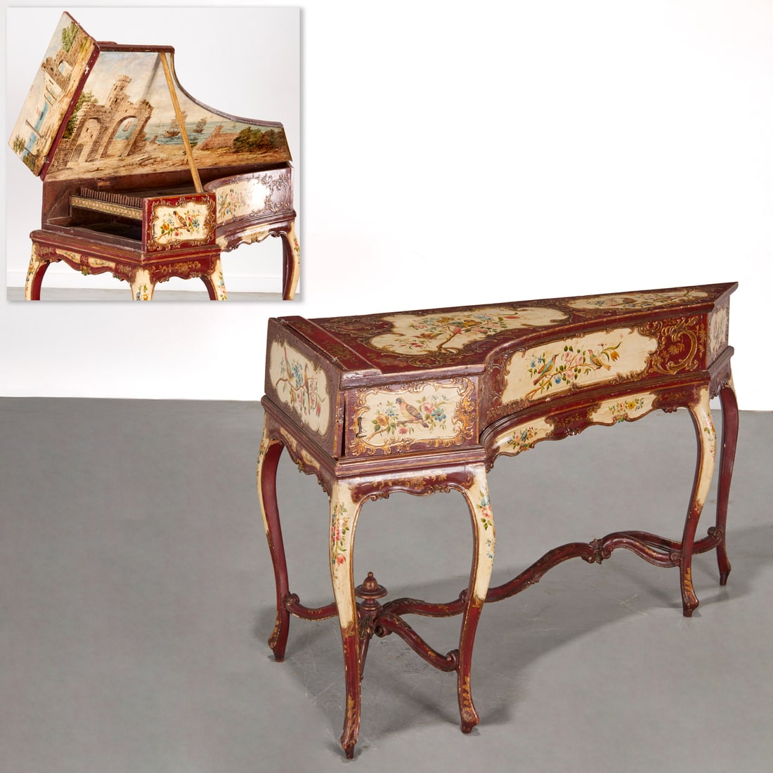 Venetian Rococo paint decorated harpsichord (1 of 9)