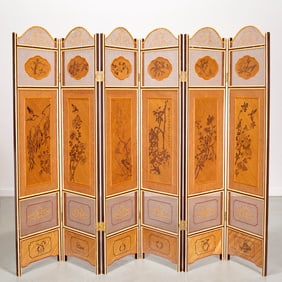 Fine Japanese Meiji 6-panel woven cane screen