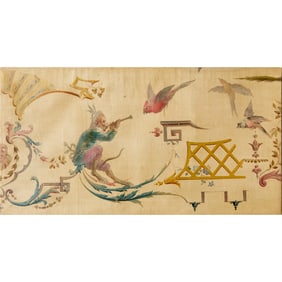 French School, oil on canvas, Singerie panel