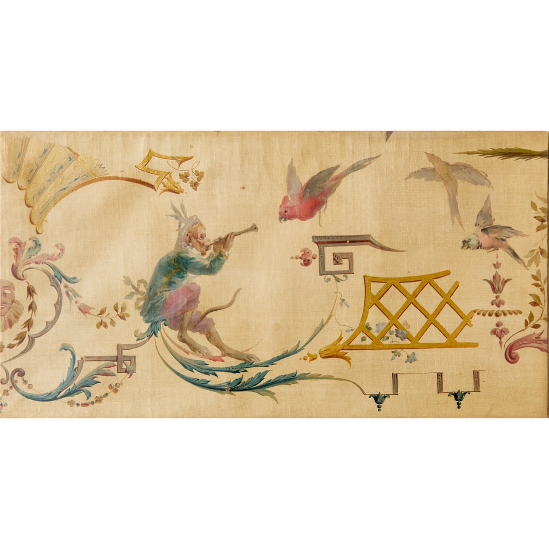 French School, oil on canvas, Singerie panel (1 of 6)