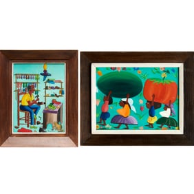 Haitian School, (2) oils, incl. Rommel Chery