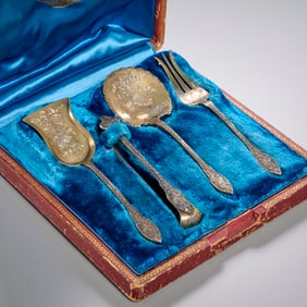 Jules Piault, .950 silver tea implements