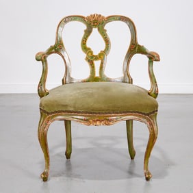 Venetian Rococo hand-painted armchair