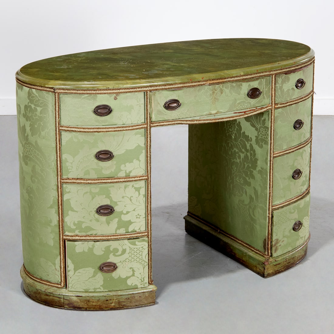 George III style silk wrapped pedestal desk (1 of 7)