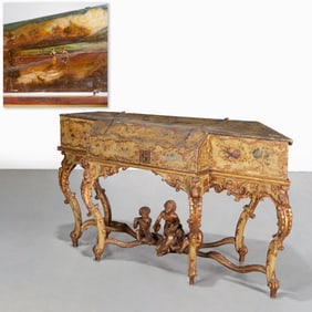 Italian Rococo hand-painted harpsichord case
