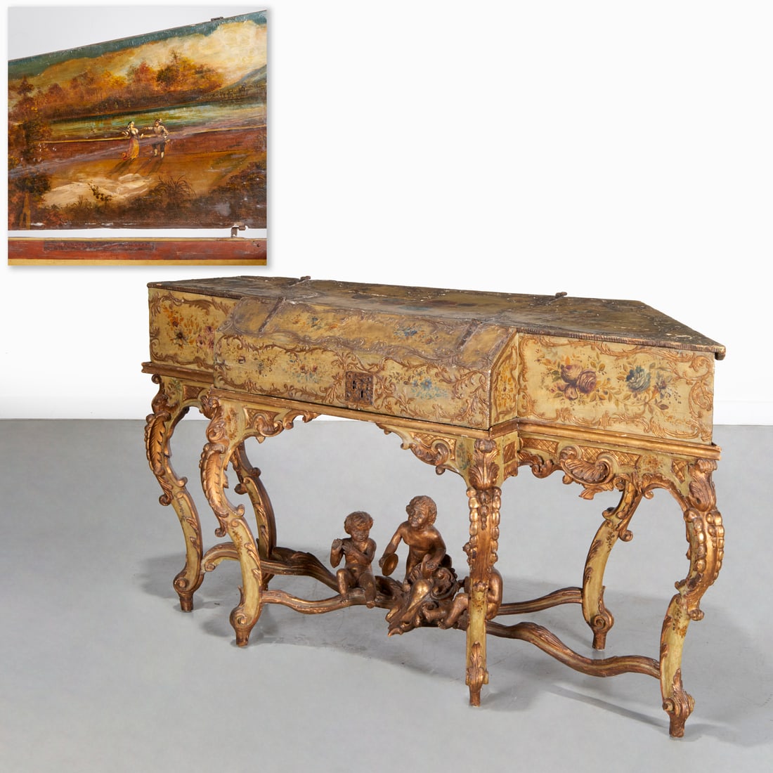 Italian Rococo hand-painted harpsichord case (1 of 8)