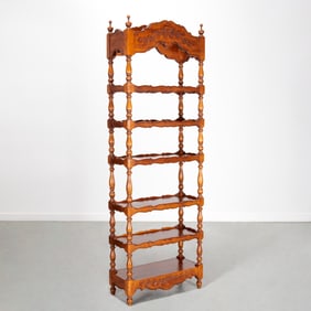 French Provincial style walnut etagere