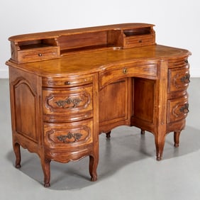 Louis XV style kidney shaped walnut escritoire