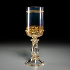 Lobmeyr gilt and enameled glass chalice