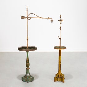 (2) Maison Jansen style japanned floor lamps