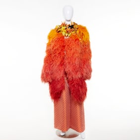 Couture feather & silk coat