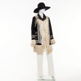 Suede coat with curly lamb, Oscar pants