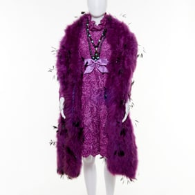 Vintage burnout purple chenille cocktail dress