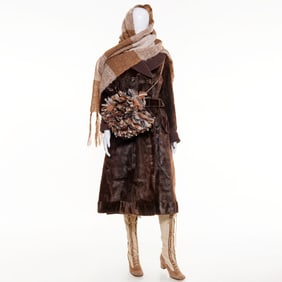 Maximillian belted fur coat
