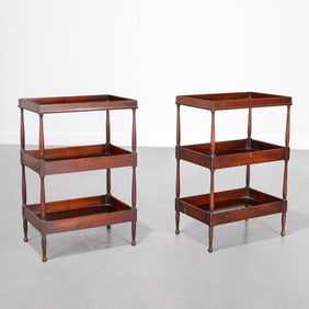 Pair Schmieg & Kotzian mahogany etagere tables