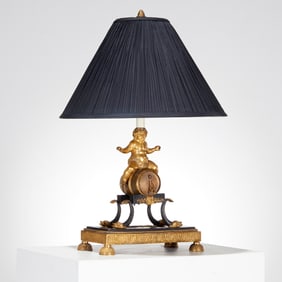 Italian Empire bronze liquor decanter lamp