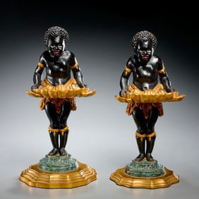 Near Pair Venetian style polychrome vide poche