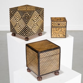 (3) Decorative lacquerware and penwork boxes