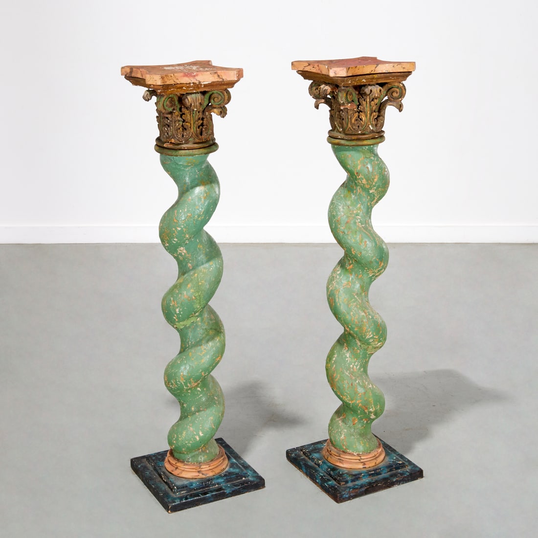 Pair Baroque style Solomonic column pedestals (1 of 8)
