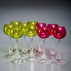 (10) Baccarat crystal Rhine wine glasses
