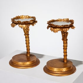 Hollywood Regency style ormolu palm tree stands