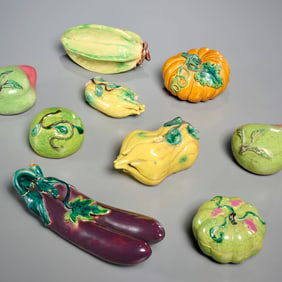 (9) Chinese ceramic altar fruits and vegetables