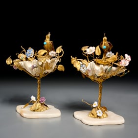 Nice pair Palais Royal shell mounted vide poche