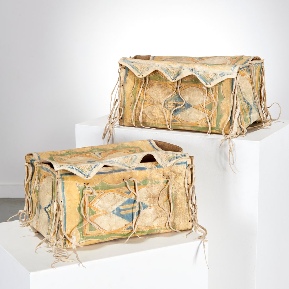 (2) Native American polychrome parfleche boxes (1 of 7)