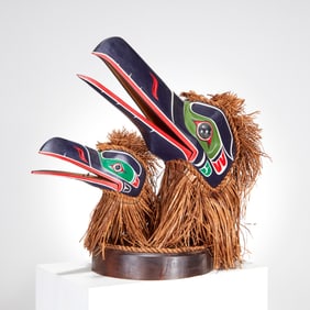 (2) Northwest Coast polychrome Raven masks