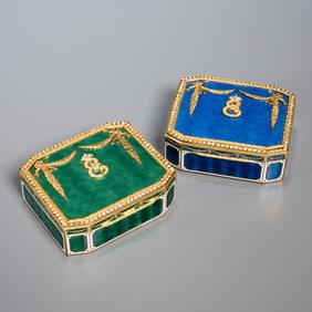 (2) Catherine the Great style enamel boxes