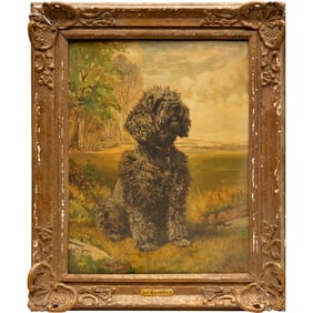 American School, oil painting, Poodle