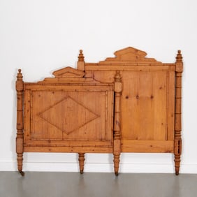 Aesthetic style faux bamboo pine head & footboard