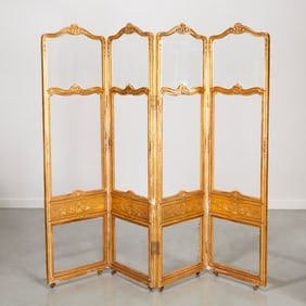 Belle Epoque giltwood 4-panel boudoir screen