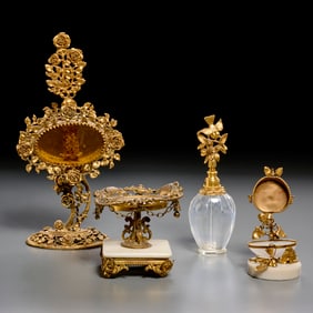 (4) Napoleon III gilt metal mounted vanity items