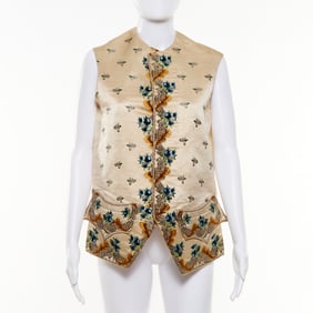 Antique Continental embroidered silk waistcoat