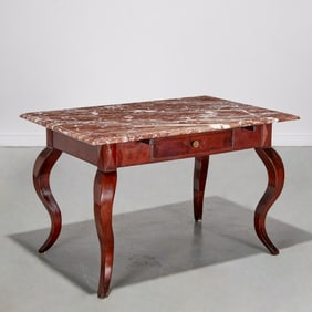 French mahogany marble top baker's table