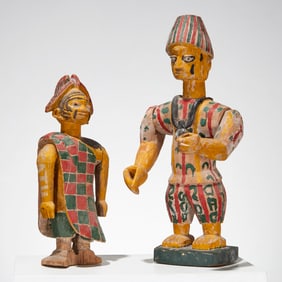 (2) African polychrome Colon figures