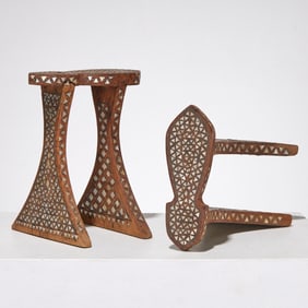 Pair Ottoman mother-of-pearl Hammam shoes