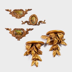 Group (5) Italian giltwood wall appliques