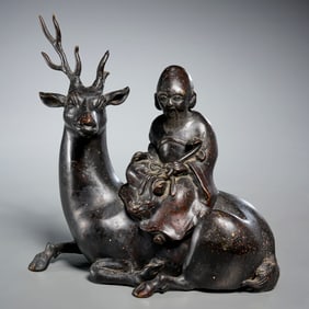 Antique Chinese bronze Shoulao figure