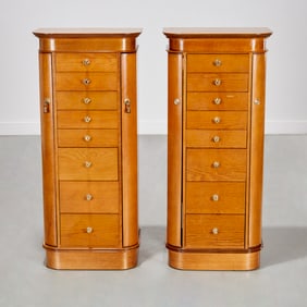 Pair Powell Company oak Jewelry chests