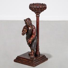 Chinese style carved and lacquered figural stand