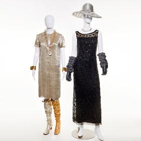 (2) Vintage sequin evening dresses