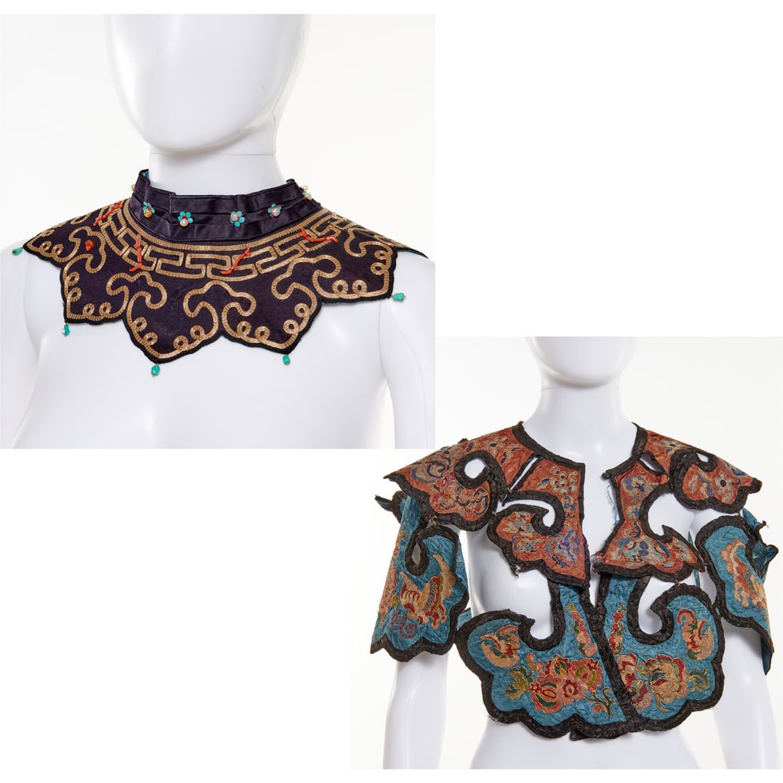 (2) Antique Chinese embroidered collars (1 of 5)