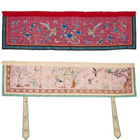 (2) Large Chinese silk embroidery panels