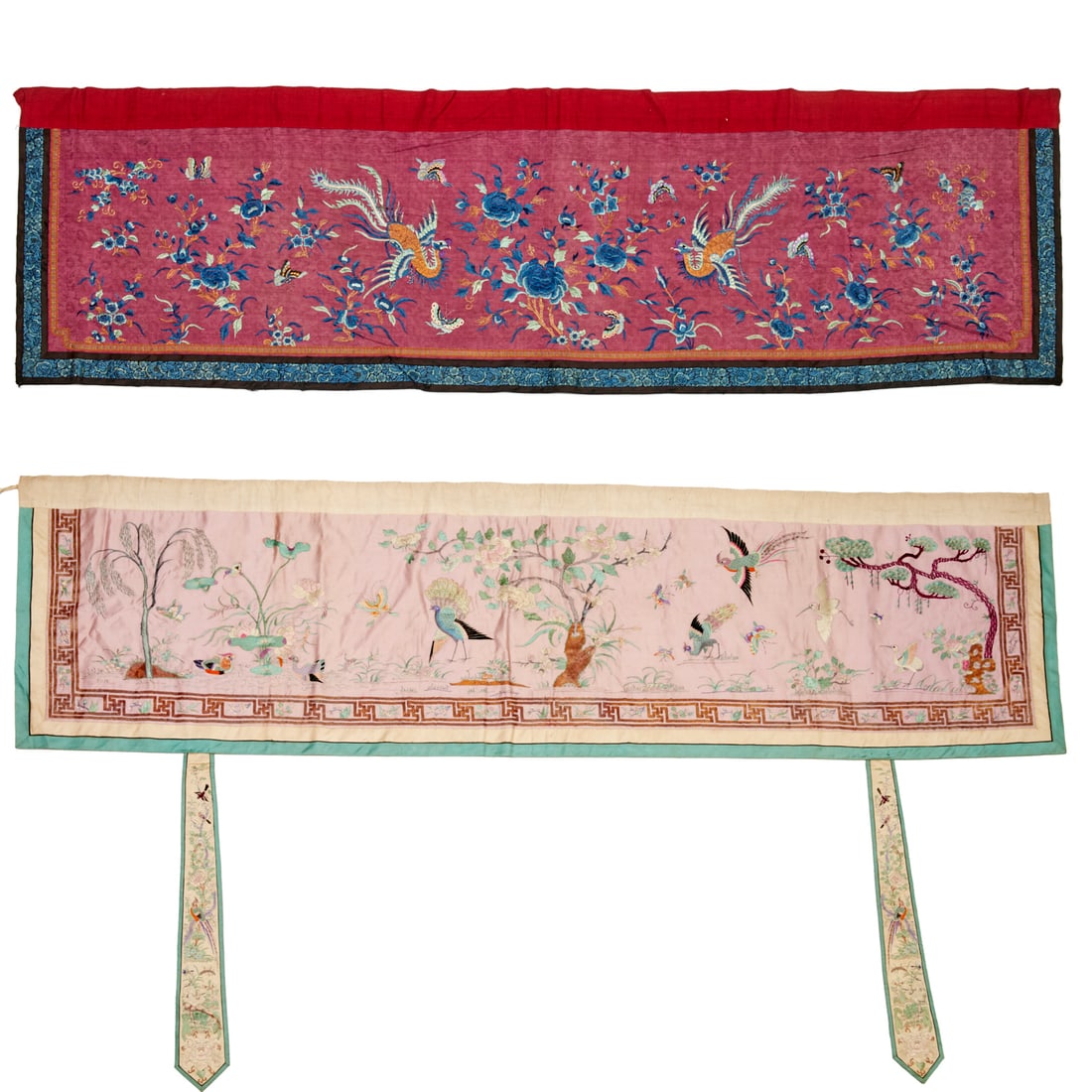 (2) Large Chinese silk embroidery panels (1 of 6)