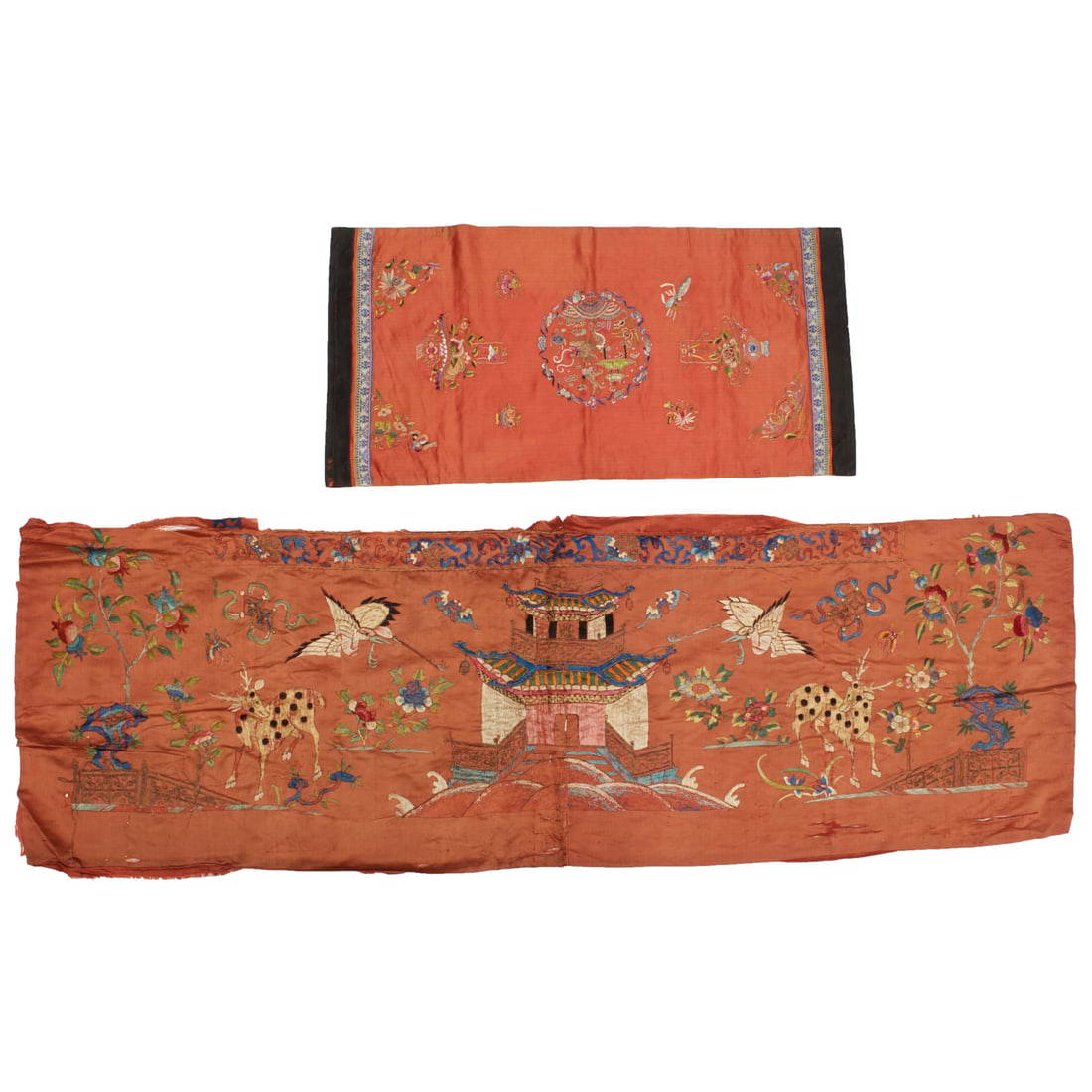 (2) Chinese silk embroidery panels