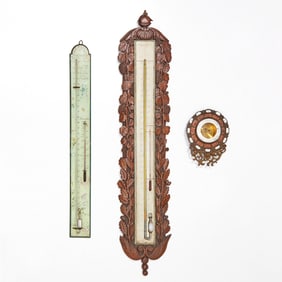 Group (3) antique French barometers