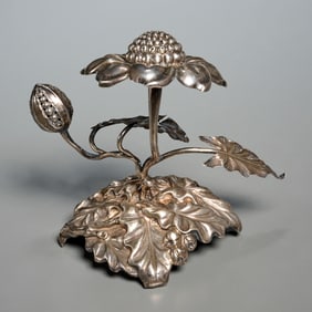 Judaic silver flower form spice container